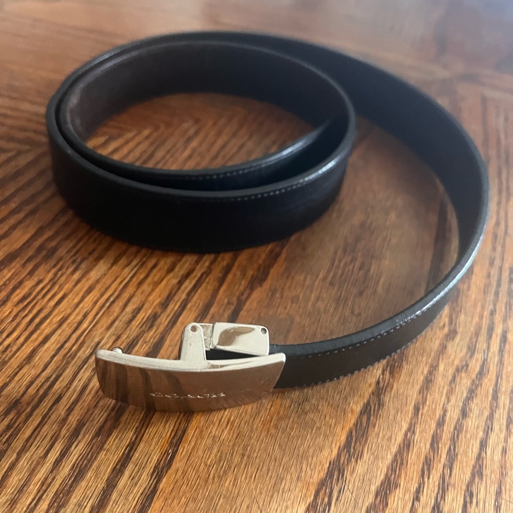 Coach Black Leather Belt with Shiny Silver Buckle - Picture 2 of 5